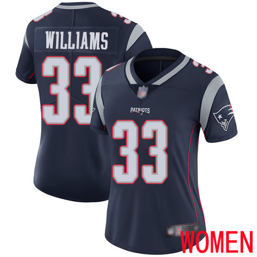 New England Patriots Football #33 Vapor Limited Navy Blue Women Joejuan Williams Home NFL Jersey